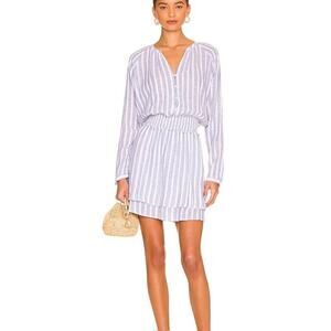 Rails Jasmine Dress Rhone Stripe Size XS Blue White Linen Blend Mini Gauze